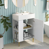 ZUN 21.6" white Bathroom vanity, Combo Cabinet, Bathroom Storage Cabinet, Single Ceramic Sink, Left side 26996276