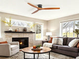 52 Inch Ceiling Fan No Light, Flush Mount Low Profile, 3 Wood Blades with Remote Control, Quite DC W934P515281