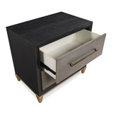 1pc Contemporary Dark Wood Finish Brushed Gold Hardware Tapered Legs Two-Drawers Nightstand Wooden B2741P325730