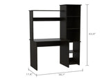 Black Wengue 6-Shelf Writing Desk with Built-in Bookcase B06280294