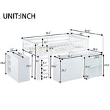 Twin Loft with Storage Cabinet, Drawer and Shelf Cabinet and Pulling-Out Desk, Rubber Wood Loft 20122803