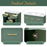 36'' Bathroom Vanity with Ceramic Sink Combo Set, Modern Freestanding Single Bathroom Cabinet with 4 N710P247494F