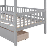 Twin Size Wooden House Bed with Two Drawers, Gray WF302181AAE
