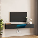 Floating TV Stand Wall Mounted with 16 Color LEDs,69" Modern TV Stand, Floating TV Cabinet W1321P237655