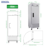 ORIKOOL 27" Commercial Freezer 23 Cu.ft with 1 Solid Door Reach-In Freezers Stainless Steel ETL W2095126110