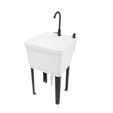 Freestanding Plastic Utility Sink Laundry Tub Laundry Sink with Faucet White 38569426