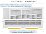 Sleek Design 24 Shoe Cubby Console, Modern Shoe Cabinet with Curved Base, Versatile Sideboard with 40496724