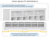 Sleek Design 24 Shoe Cubby Console, Modern Shoe Cabinet with Curved Base, Versatile Sideboard with 40496724