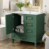 30" Bathroom Vanity in Green, Modern Bathroom Cabinet Sink Combo Set, Bathroom Storage Cabinet WF321698AAF