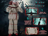 5.7ft Standing Balloon Clown Halloween Decor with Red Flashing Eyes, Vibration & Clown Sound, 56630086