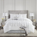 7 Piece Tufted Comforter Set White Queen B03597206