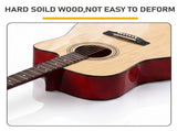 Natural wood color 41-inch Dreadnought barrel-shaped cutaway acoustic guitar with pick, strings, 20565157