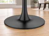 31.5" Round Modern Tulip Dining Table, Sintered Stone Tabletop with Luxury Faux Marble Print, Carbon W3316P540349