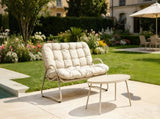 Off-White Round Outdoor PE Rattan Glass Dining Table Elevate Your Patio & Garden W3990P462692