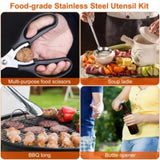 ZUN 19Pcs Camping Cooking Utensil Kit Portable Picnic Cookware Outdoor Kitchen Equipment Gear Campfire 85147841