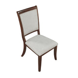 Traditional Dining Side Chairs Set of 2pc, Cherry Finish Wooden Beige Upholstered Seat Formal Chairs B011P309916