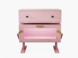 20.7" Wide Pink Robot LED Nightstand with 360&deg Rotating Drawer - Modern End Table 98587813