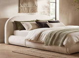 Archie Puffy Grounded Upholstered Platform Bed Queen, Oatmeal Light Beige Chenille B2719P479035