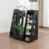 Golf Bag for Garage, Premium Wooden Golf Clubs Storage Rack Fit 2 Golf Bags, Golf Trunk W1422P296350