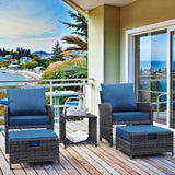 5 Pieces Wicker Patio Furniture Set Outdoor Patio Chairs with Ottomans Conversation Furniture with W813P287323
