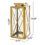 ZUN DEBORAH 14"H STAINLESS STEEL LANTERN 72187.00GLD