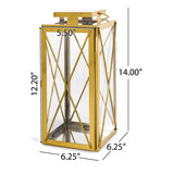 ZUN DEBORAH 14"H STAINLESS STEEL LANTERN 72187.00GLD