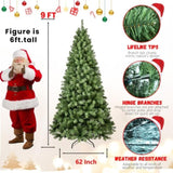 Artificial 9ft Green LED-lit Christmas Tree with 1930PVC Mixed Branch Tips,Hinged Premium & Foldable 69302809