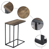 ZUN 48*28*58cm C Type Single Layer MDF Iron Rectangle Brown Triamine Side Table Black Spray 38728210