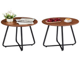 Outdoor Side Table with Imitation Wood Tabletop, Weather Resistant Patio Side Table, Round Outdoor 89796304