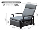 Adjustable Patio Recliner Chair Metal Outdoor Lounge Chair with Flip Table Push Back, Adjustable W1859P196387