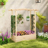 ZUN Wooden Raised Garden Bed Planter Box with Hanging Roof 62543826