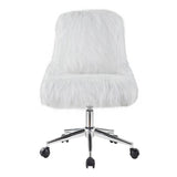 ZUN White and Chrome Swivel Office Chair B062P185681