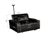 Corduroy Pull-Out Sleeper Chair With Pillow, Brushed Stainless Steel Cup Holder, Phone Stand & Usb 79529233