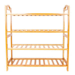 ZUN Concise 12-Batten 4 Tiers Bamboo Shoe Rack Wood Color 49773917