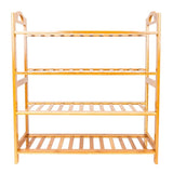 ZUN Concise 12-Batten 4 Tiers Bamboo Shoe Rack Wood Color 49773917