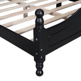 Queen Size Wood Platform Bed Frame,Retro Style Platform Bed with Wooden Slat Support,Black WF310132AAB