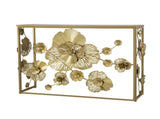 39.5" x 12" x 30.5" Gold Console Table with Mirrored Glass Top, Modern Entryway Table for Living W2078141937