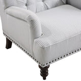 Luxurious Living Room Accent Chair 1pc White Gray Fabric Upholstered Button Tufted Nailhead Trim B011126021