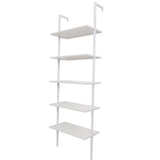 5-Shelf Wood Ladder Bookcase with Metal Frame, Industrial 5-Tier Modern Ladder Shelf Wood 70392764