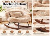 25.59"W x 33.66"D x 29.53"H Indoor Plush Rocking Chair, Soft Fluffy Lounge Rocker with White Metal 00054489