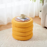 Round Storage Ottoman, Modern Sherpa Footstool, Teddy Vanity Stool with Flip-Top 28144710