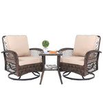 ZUN 3 Pieces Patio Furniture Set, Outdoor Swivel Gliders Rocker, Wicker Patio Bistro Set with Rattan 40555830