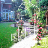 Metal Garden Arch with Gate 79.5'' Wide x 86.6'' High Climbing Plants Support Rose Arch Outdoor W1586P243826