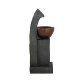 9.4x9.1x23.8" Black and Brown Sculptural Water Fountain with Bowl Basin, with Light and Pump, for W2078138958