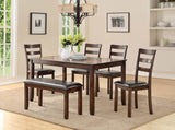 Classic Style 6pcs-Dining Set Rectangle Table 4 Side Chairs And Bench Dining Room Furniture MDF HS00F2547-ID-AHD