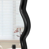 Solid Wood Wavy Mirror-Black Vanity Mirror Wall Decor 42" x 42" Modern Mirror Wall Decor for W1445P189554