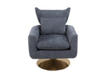Classic Mid-Century 360-degree Swivel Accent Chair, Dusty Blue Linen W1361104587