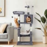 ZUN 57 inch Cat Tree Cat Tower for Indoor Cats, Cat House with Padded Platform Bed, Toy Balls, Large 81517350