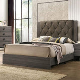 Contemporary 1pc King Size Bed Bedroom Furniture Tufted Design Headboard Rubberwood 1pc Bedframe B011P236789