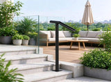 441LBS Capacity Single Post Handrail, Black Steel Railing for 1-2 Steps 06523592